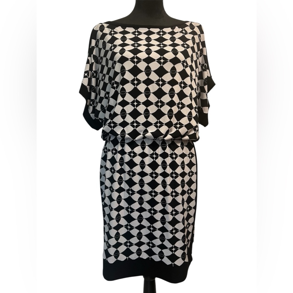 Chaus women’s dress lined geometry print black
